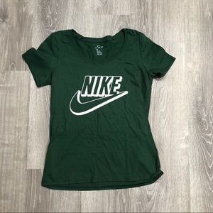 Nike dark green t-shirt w/ white outline